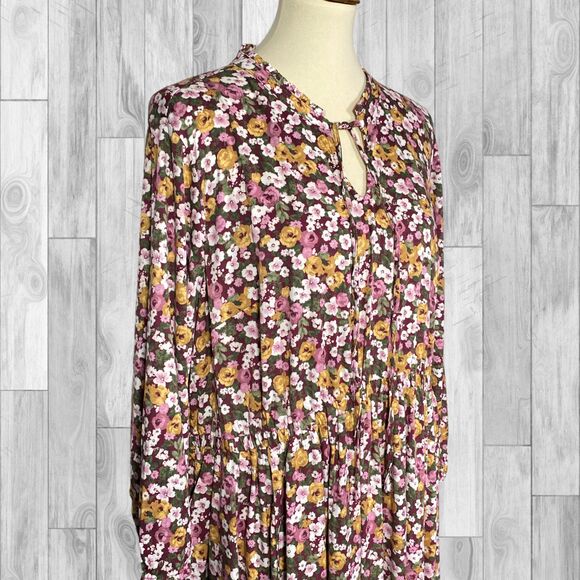 Torrid Womens Dress 2X Floral Challis Keyhole Neck Empire Waist Pockets Plus New - Picture 6 of 14